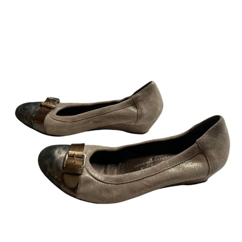 Attilio Giusti Leombuni size 37.5 EU 7 US leopard cap toe mini wedge slip ons